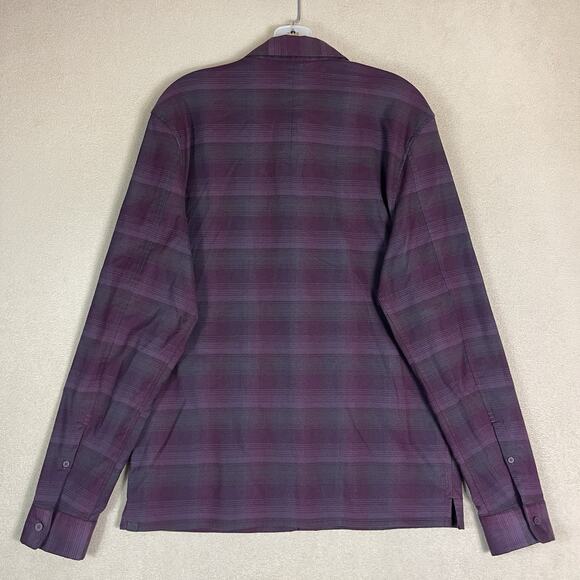 Lululemon Shirt Mens M Burgundy Plaid Flannel Long Sleeve Chest Pocket Button Up - Picture 9 of 10